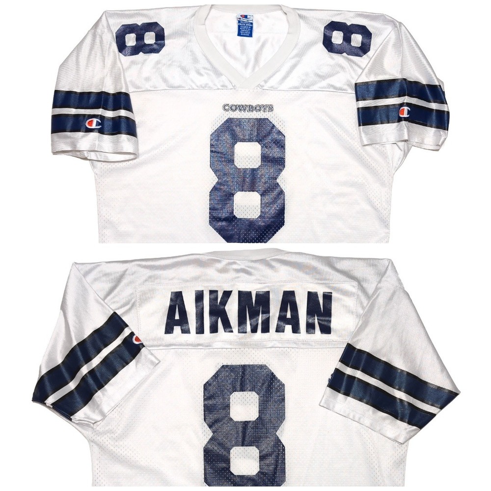 CHAMPION Dallas Cowboys Troy Aikman NFL Jersey Mens 44 Large L White Vintage